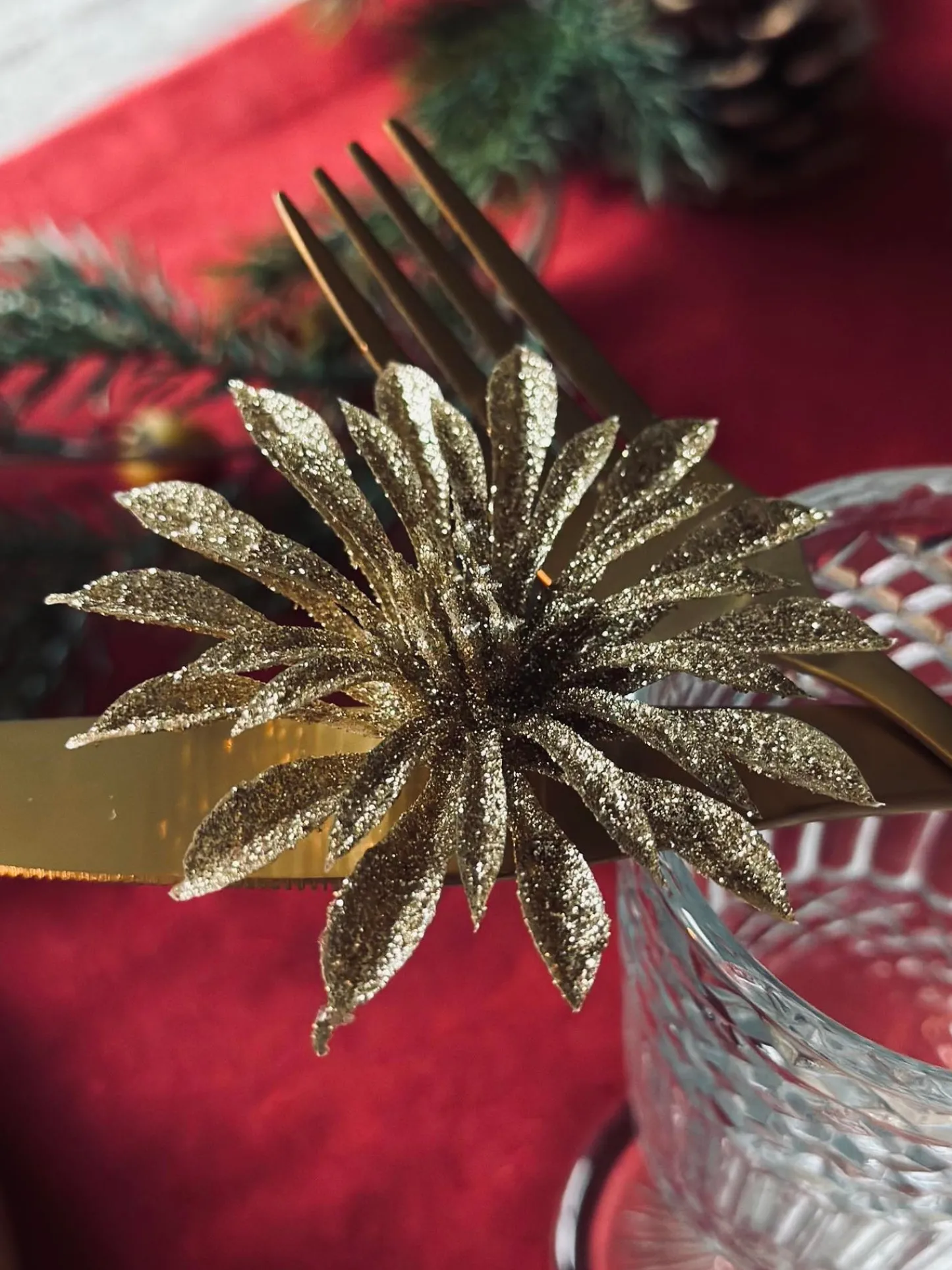 VIAMAJA Deco blomster med glimmer - 4 stk Clearance