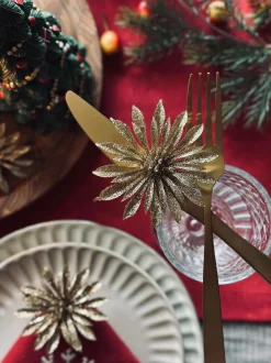 VIAMAJA Deco blomster med glimmer - 4 stk Clearance