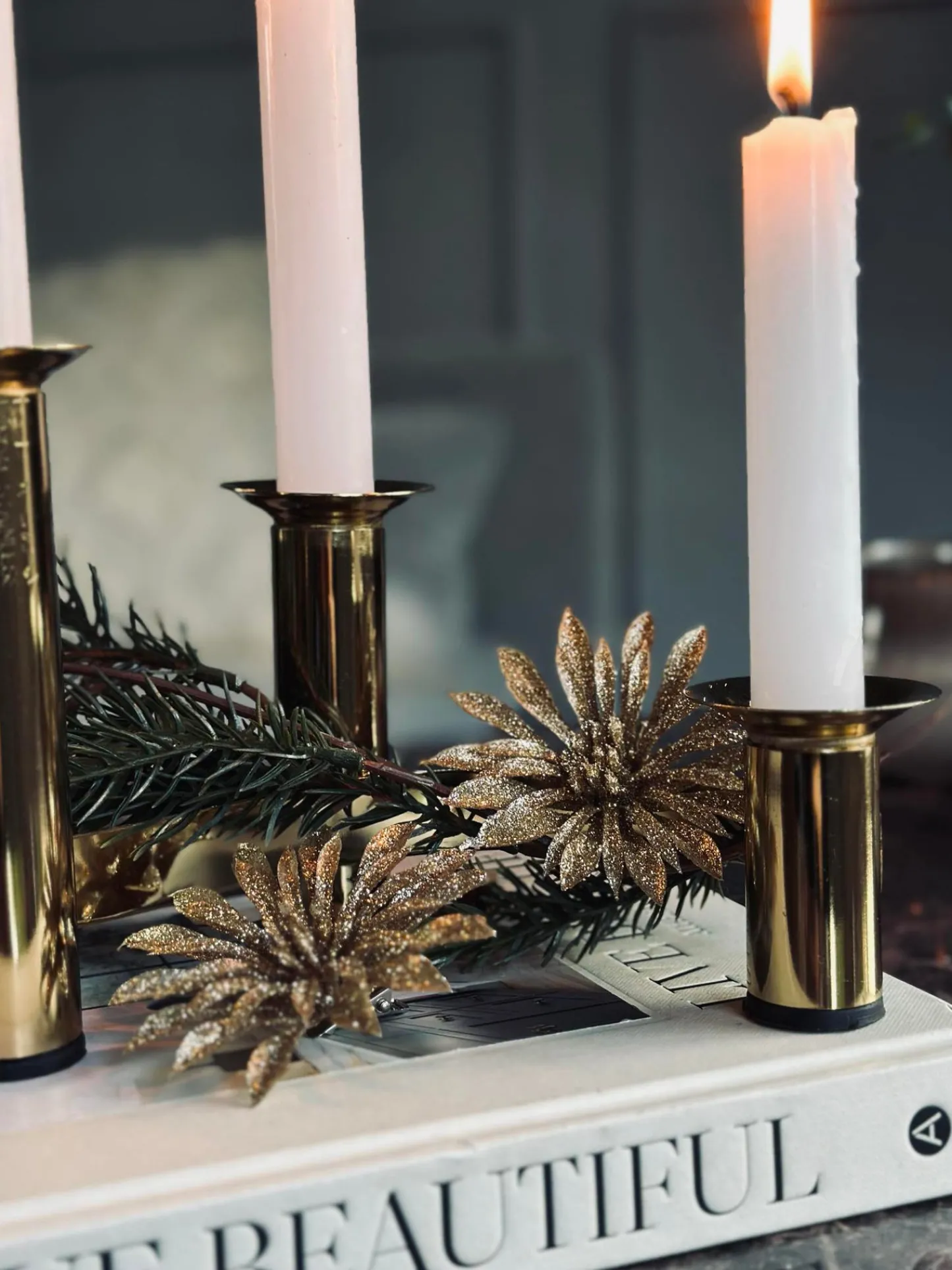 VIAMAJA Deco blomster med glimmer - 4 stk Clearance
