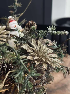 VIAMAJA Deco blomster med glimmer - 4 stk Clearance