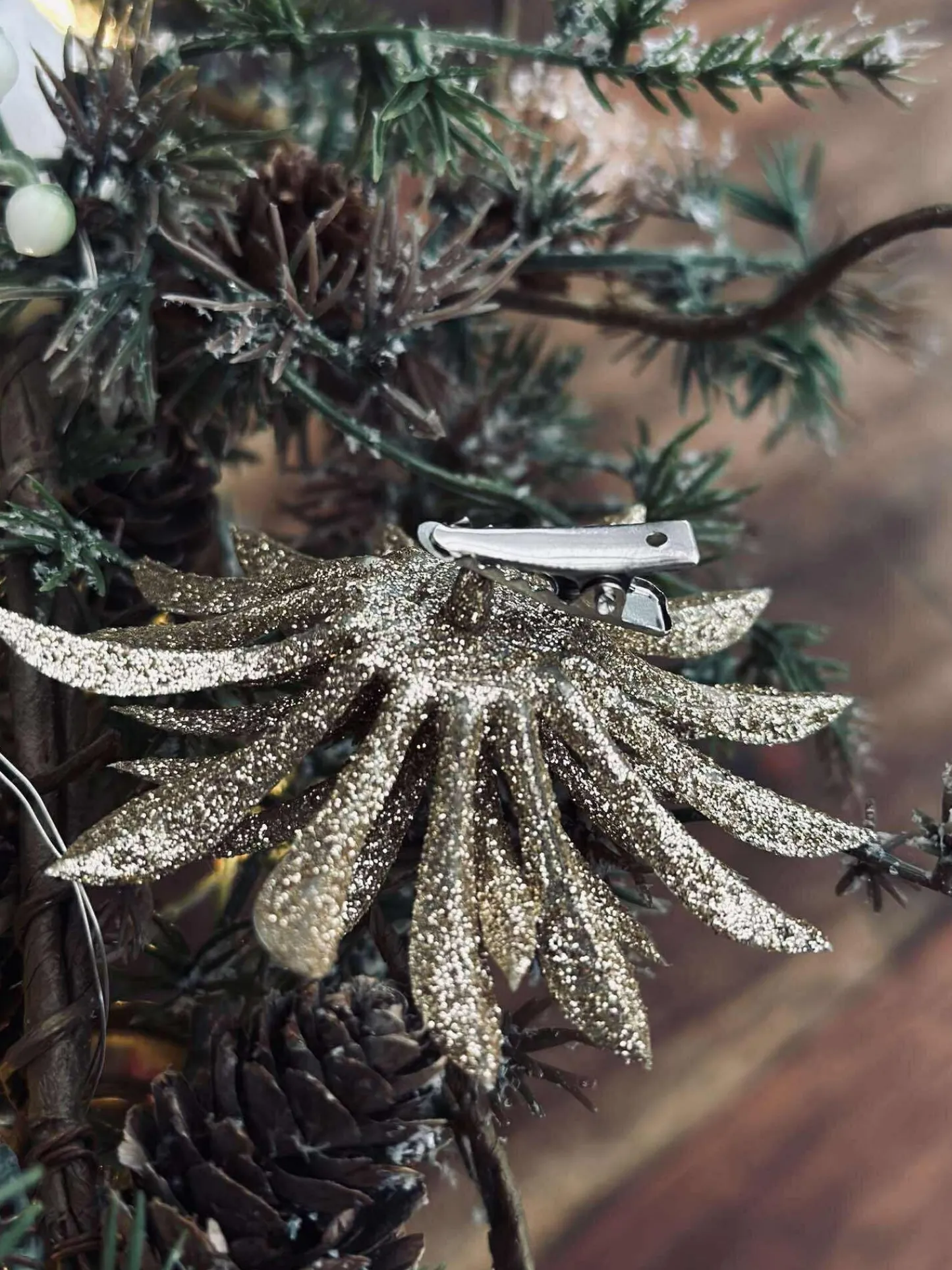 VIAMAJA Deco blomster med glimmer - 4 stk Clearance