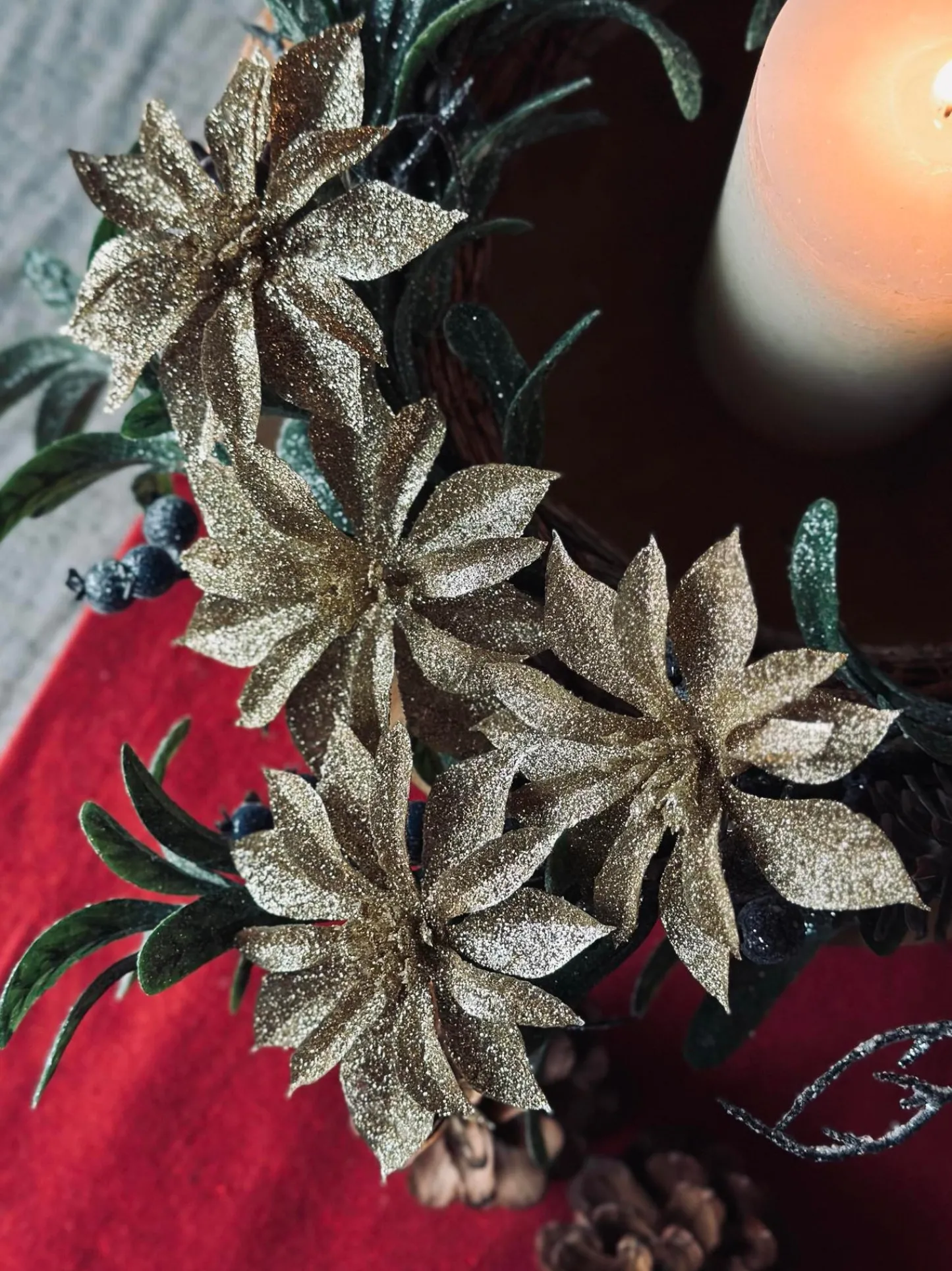 VIAMAJA Deco blomster med glimmer - 4 stk Discount