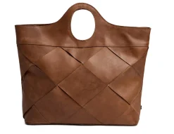 VIAMAJA Eksklusiv håndflettet shopper - Soft cognac New