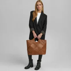 VIAMAJA Eksklusiv håndflettet shopper - Soft cognac New
