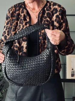 VIAMAJA Elegant håndflettet skuldertaske - Black Sale