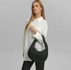 VIAMAJA Elegant håndflettet skuldertaske - Black Sale