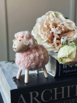 VIAMAJA Får i træ med pels - Rosa Discount