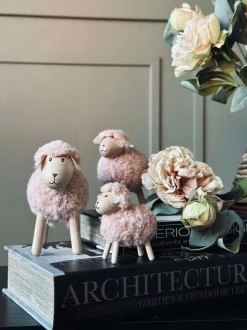 VIAMAJA Får i træ med pels - Rosa Discount