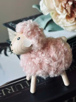 VIAMAJA Får i træ med pels - Rosa Discount