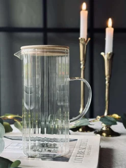 VIAMAJA Glas kande med bambus låg Best