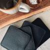 VIAMAJA Glasbrik / Coaster - 4 stk Sort bøffellæder New