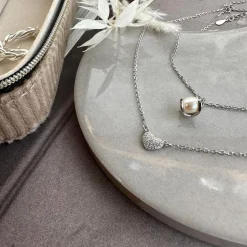 VIAMAJA Halskæde Irina Sterling Silver - Hjerte m. Zirkoner