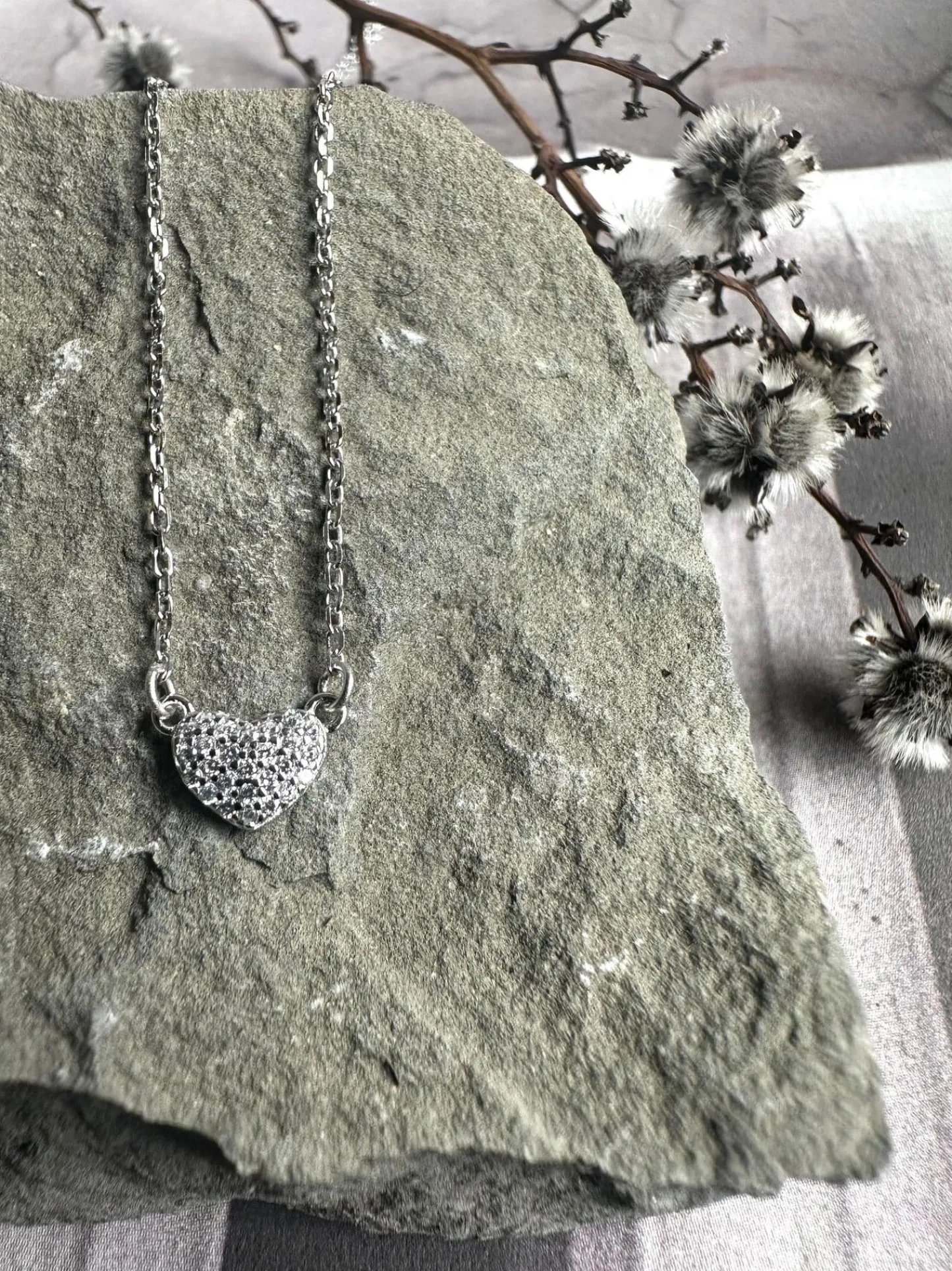 VIAMAJA Halskæde Irina Sterling Silver - Hjerte m. Zirkoner
