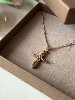VIAMAJA Halskæde med kors Sapphira - forgyldt New