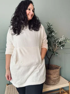 VIAMAJA Hoodie Fleece White - Oversize Clearance