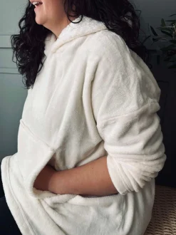 VIAMAJA Hoodie Fleece White - Oversize Clearance