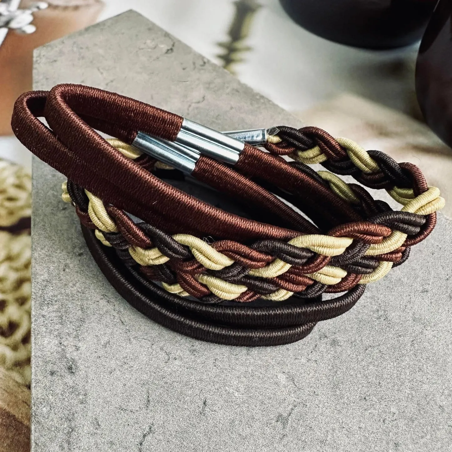 VIAMAJA Hårelastikker Brown Mix - 6 stk Sale