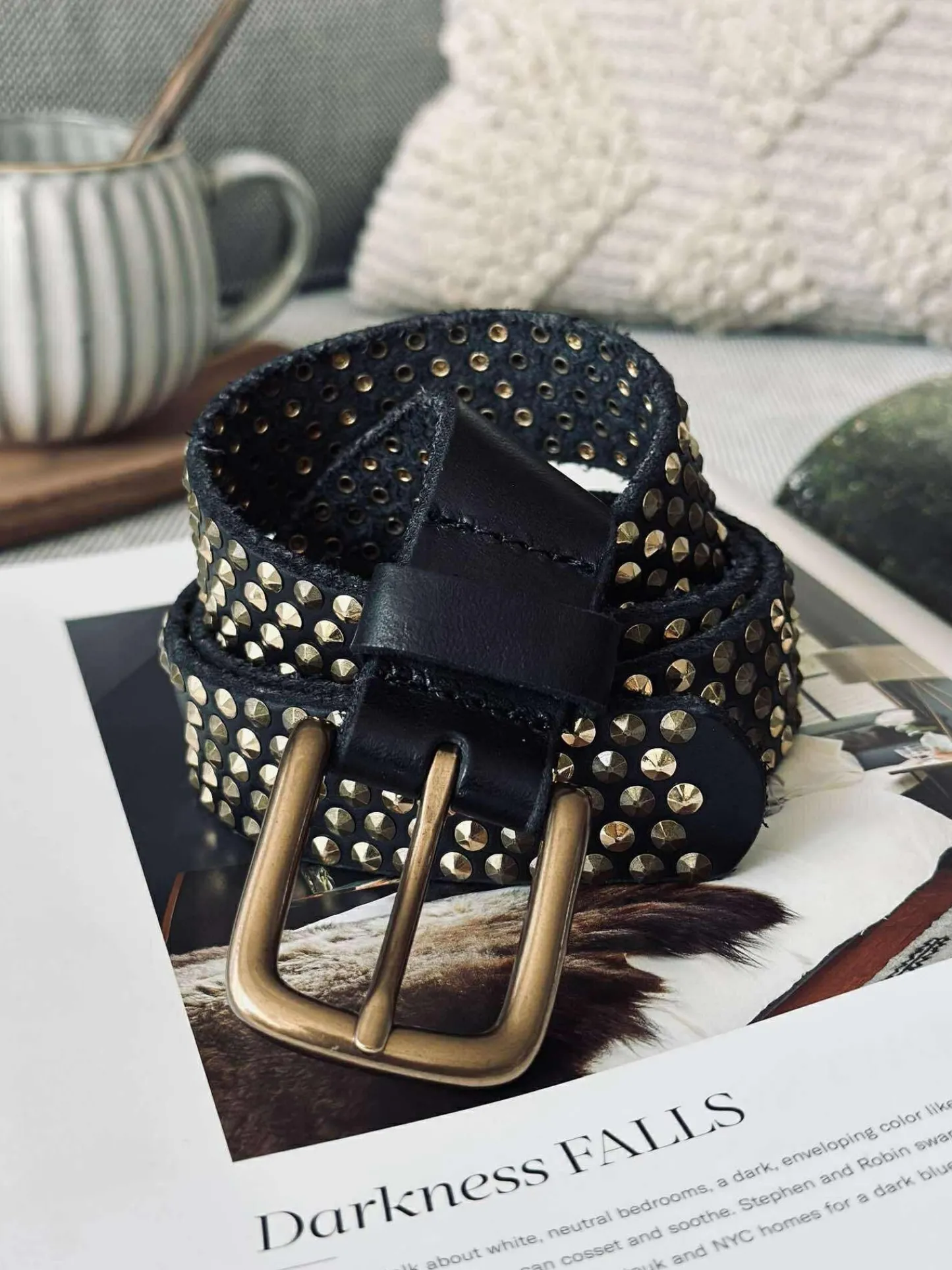 VIAMAJA Jeans bælte med nitter - Black / gold Outlet