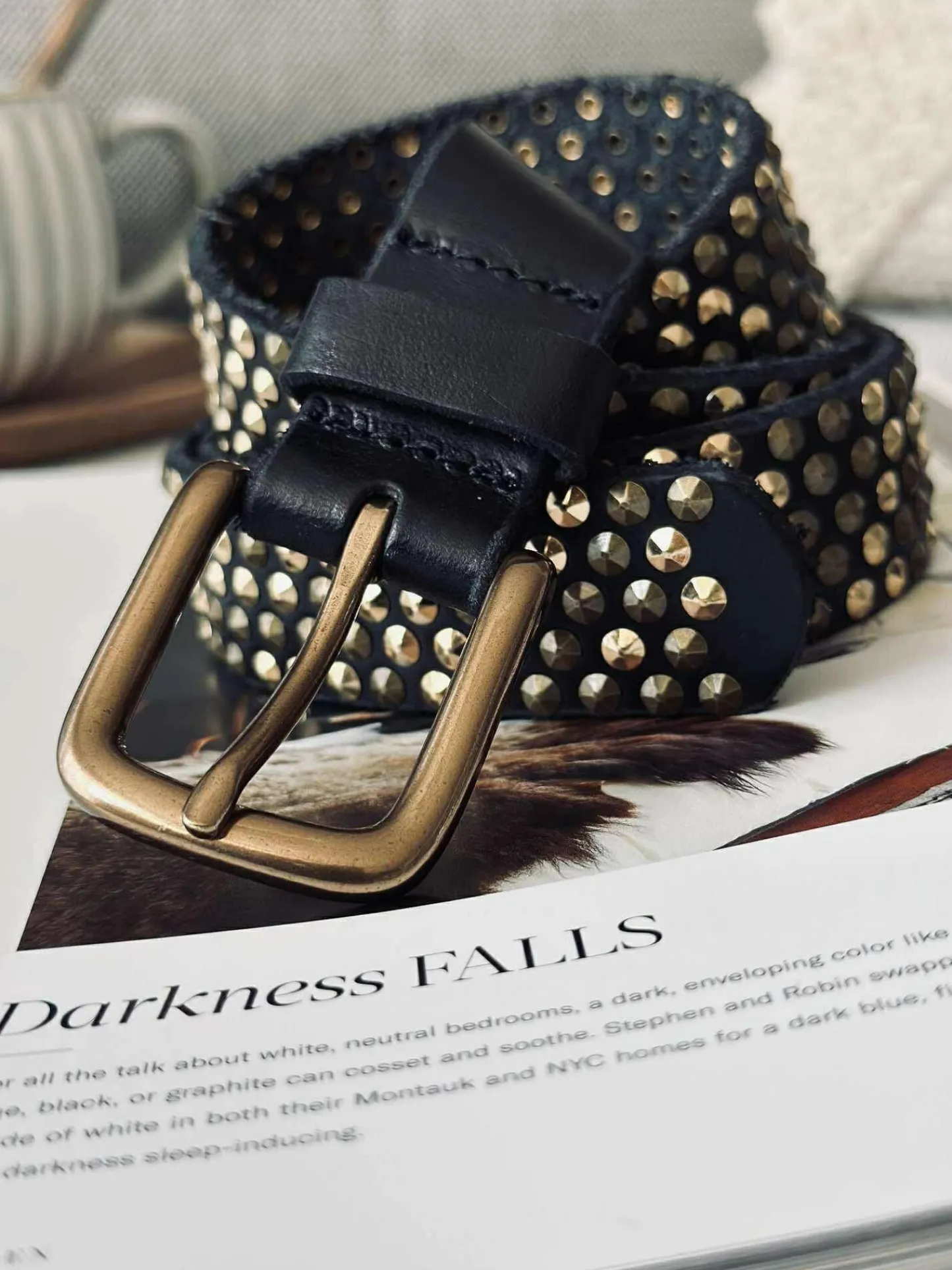 VIAMAJA Jeans bælte med nitter - Black / gold Outlet