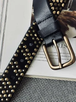 VIAMAJA Jeans bælte med nitter - Black / gold Outlet