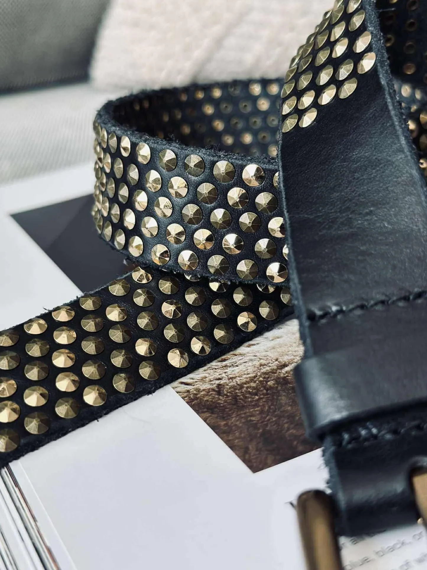 VIAMAJA Jeans bælte med nitter - Black / gold Outlet