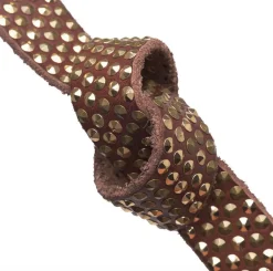 VIAMAJA Jeans bælte med nitter - Brown/ gold Outlet