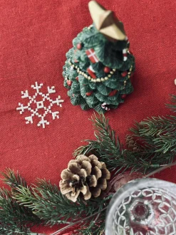 VIAMAJA Juledug Rød JUL med broderi - Flere størrelser