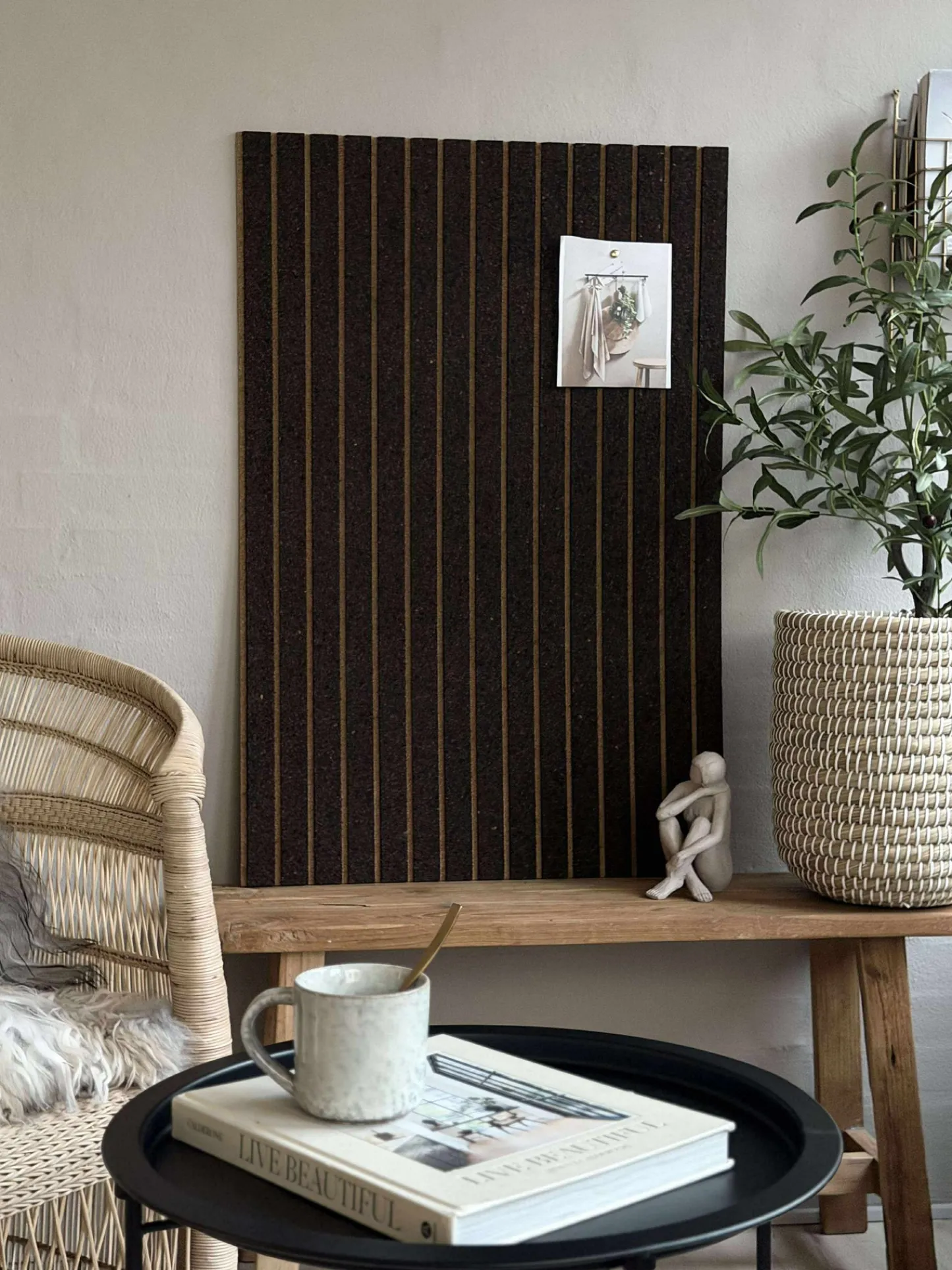 VIAMAJA Korkplade med panel effekt NEW Dark - Støjdæmpende