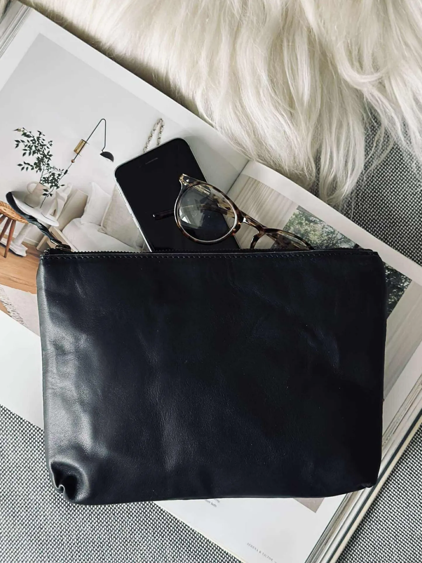 VIAMAJA Kosmetikpung / Clutch - Black leather New