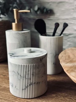VIAMAJA Krukke med låg i marmor look Discount