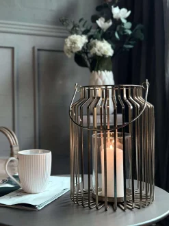 VIAMAJA Lanterne med glas - Gold 29cm Best