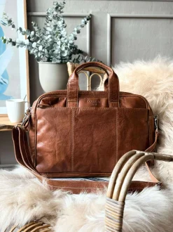 VIAMAJA Laptop Taske MELLO - Cognac skind