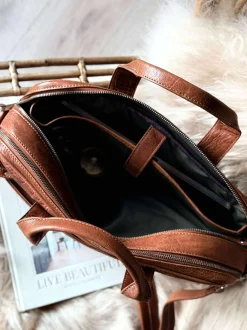 VIAMAJA Laptop Taske MELLO - Cognac skind