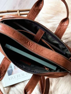 VIAMAJA Laptop Taske MELLO - Cognac skind