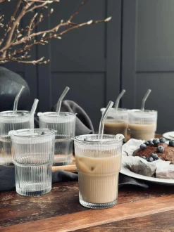 VIAMAJA Latteglas med låg og sugerør - 6 stk Sale