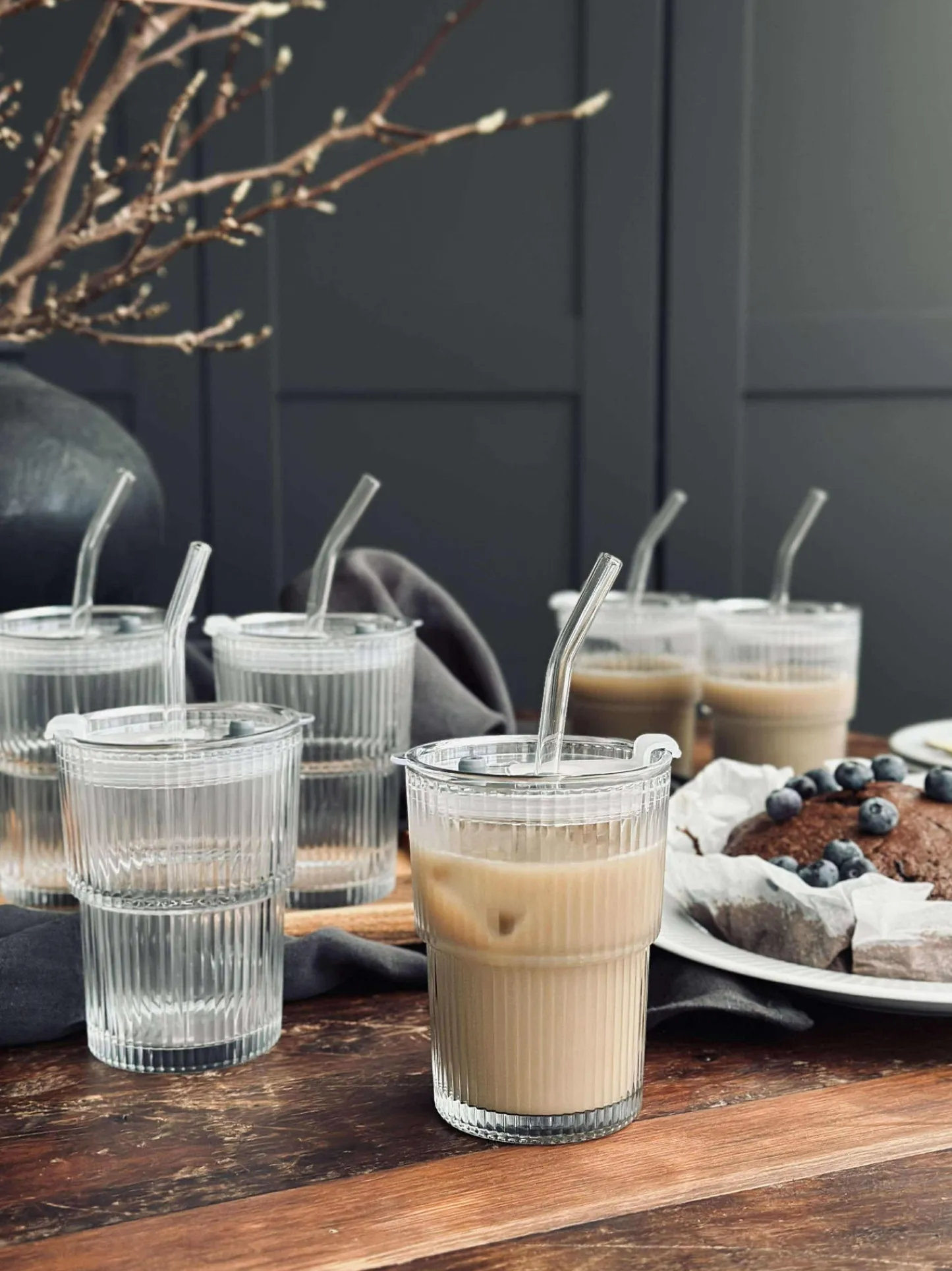 VIAMAJA Latteglas med låg og sugerør - 6 stk Sale