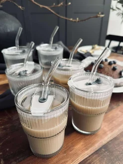 VIAMAJA Latteglas med låg og sugerør - 6 stk Sale