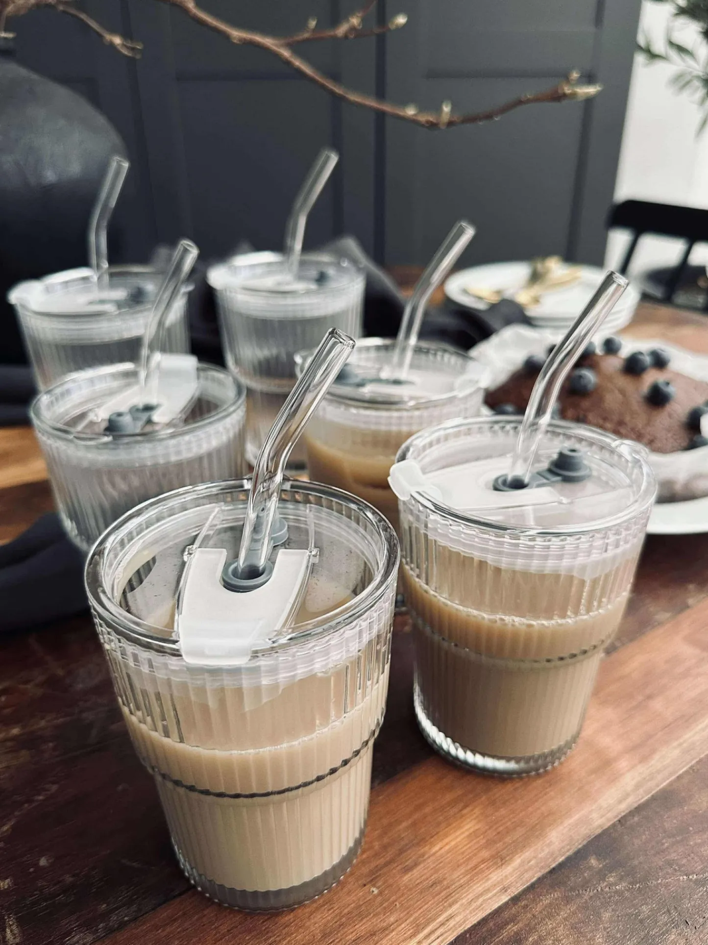 VIAMAJA Latteglas med låg og sugerør - 6 stk Sale