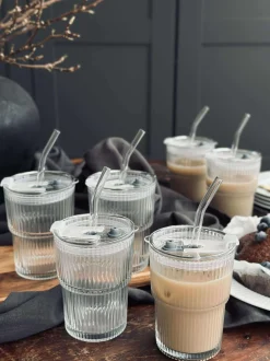 VIAMAJA Latteglas med låg og sugerør - 6 stk Sale