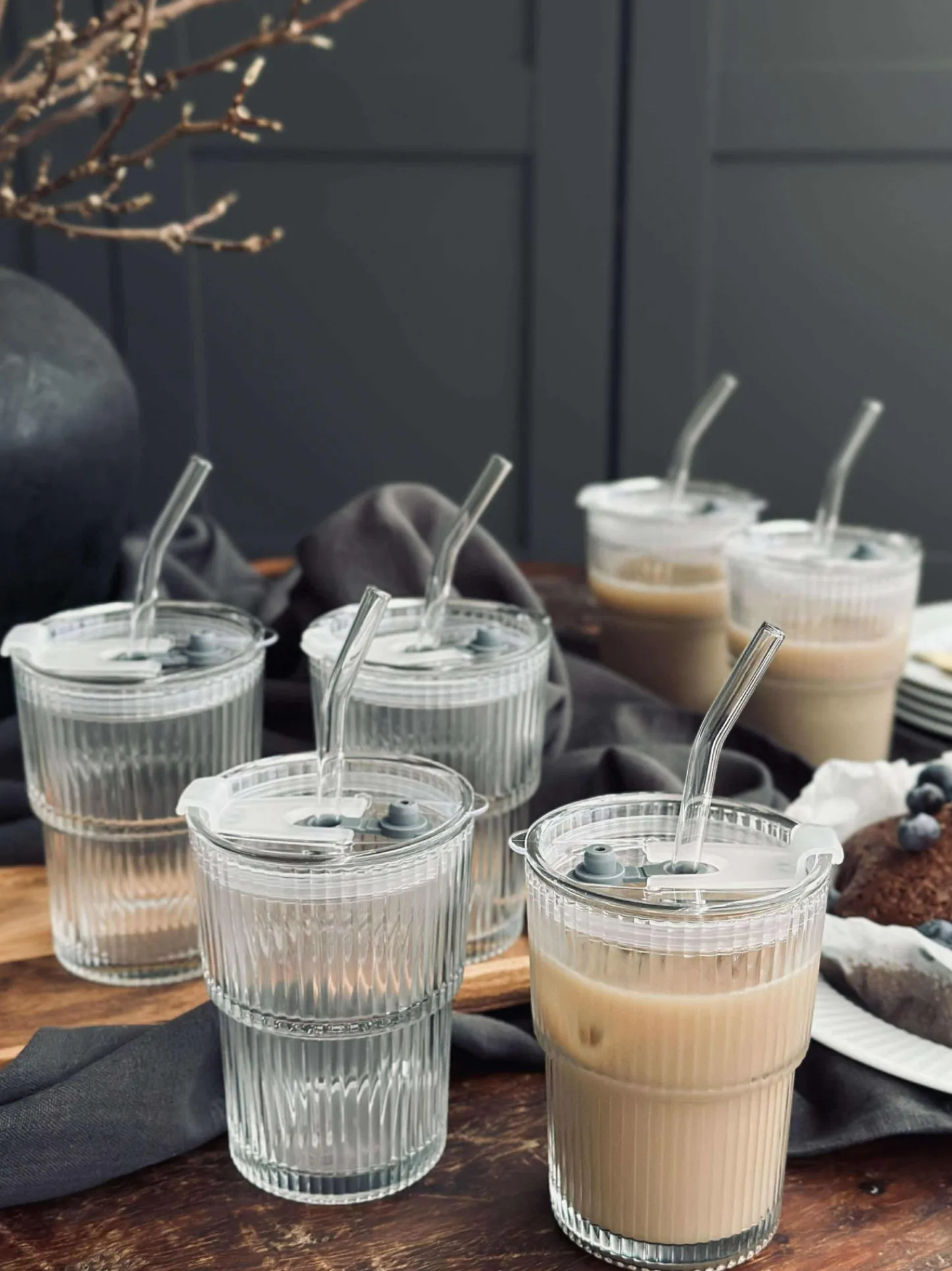 VIAMAJA Latteglas med låg og sugerør - 6 stk Sale