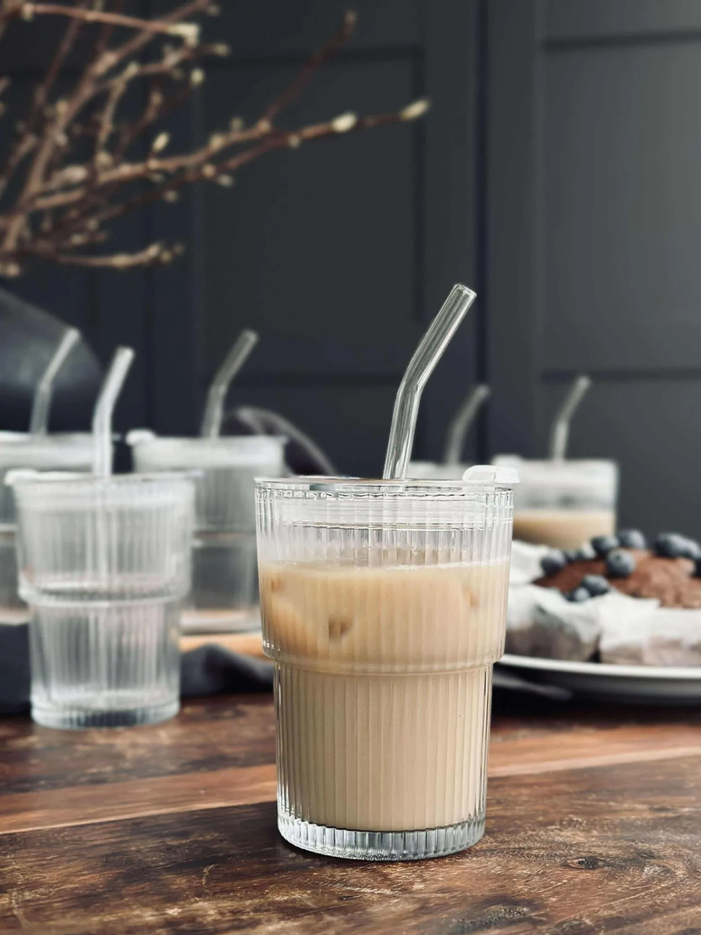 VIAMAJA Latteglas med låg og sugerør - 6 stk Sale
