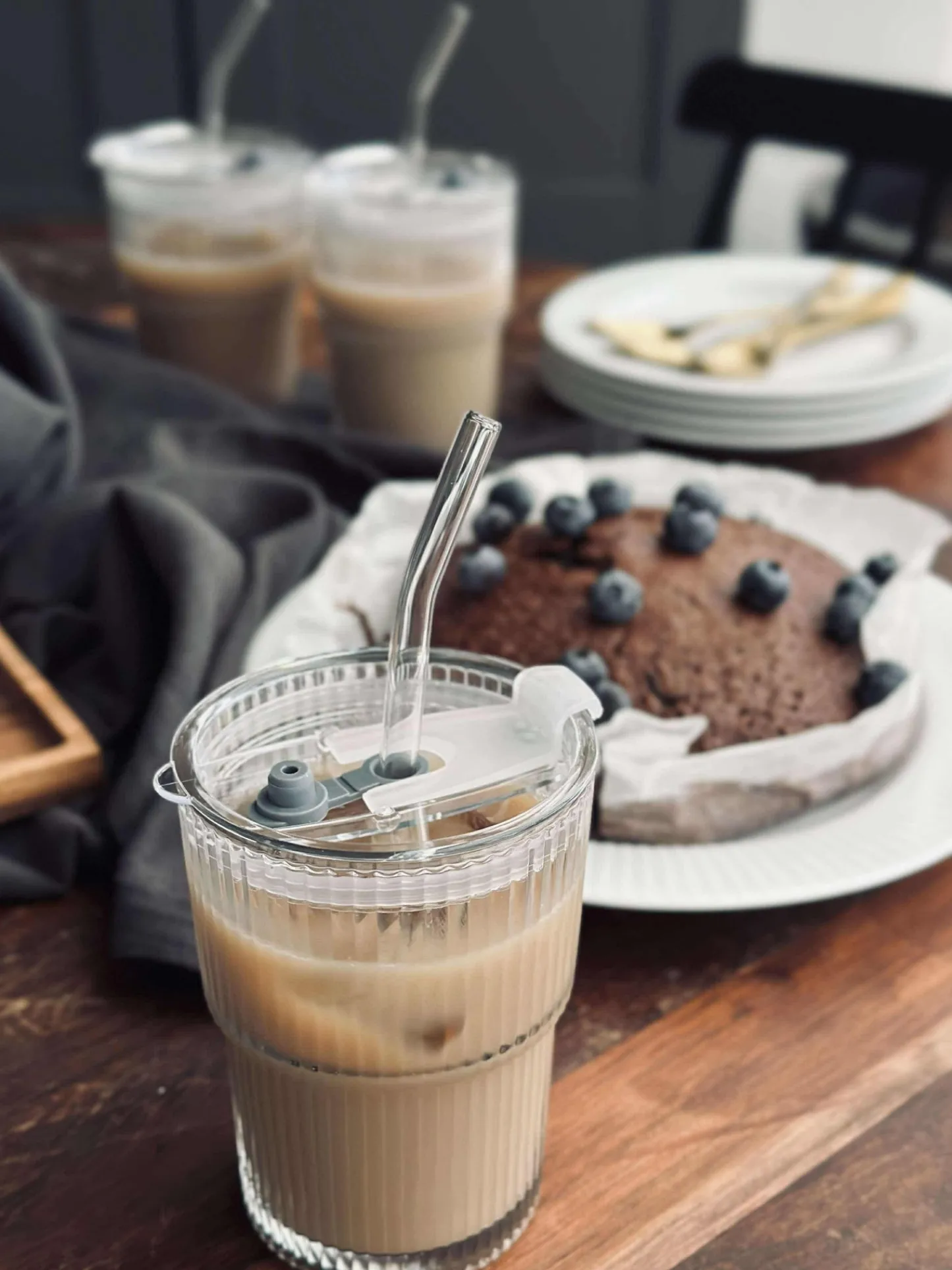 VIAMAJA Latteglas med låg og sugerør - 6 stk Sale
