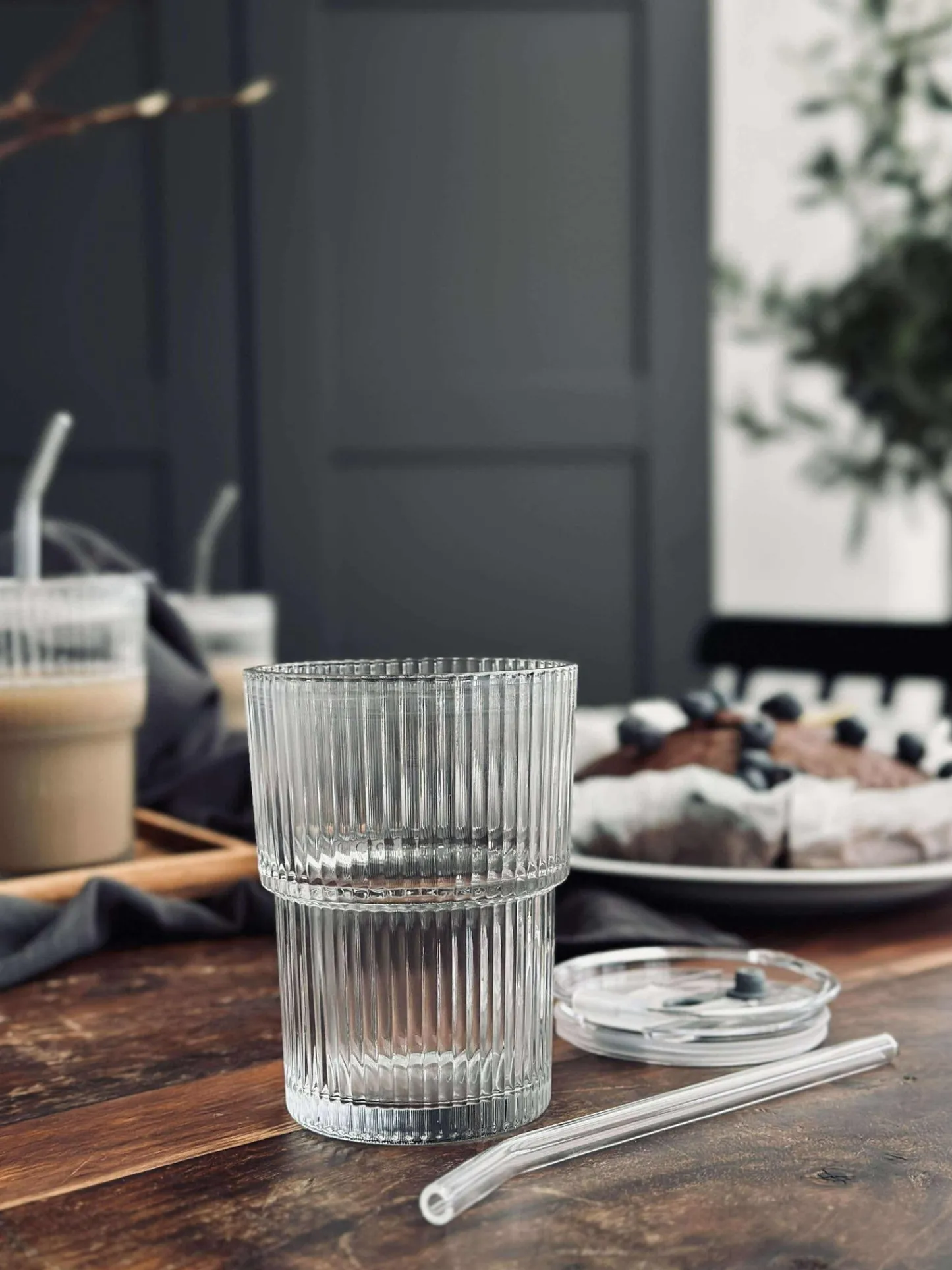VIAMAJA Latteglas med låg og sugerør - 6 stk Sale