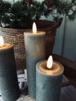VIAMAJA LED Bloklys / Grøn – 3 stk Rustik dia 5 cm Clearance