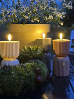 VIAMAJA LED Bloklys Beige timeglas - Udendørs Outlet