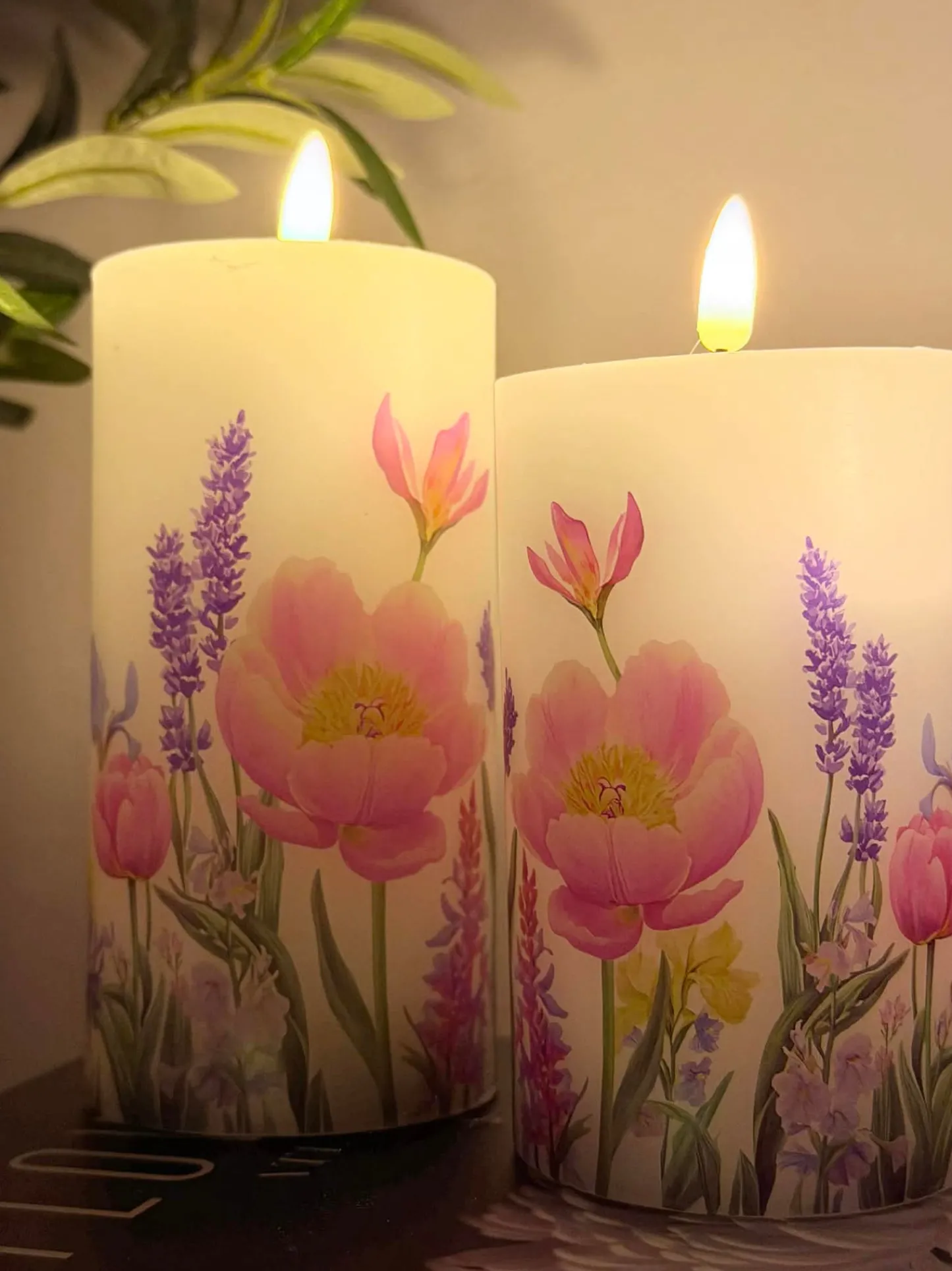 VIAMAJA LED bloklys Blomster – Sæt m. 3 stk og fjernbetjening New