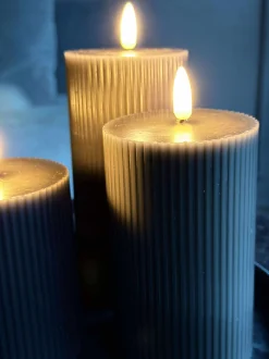 VIAMAJA LED Bloklys Grå med riller - Sæt med 3 stk