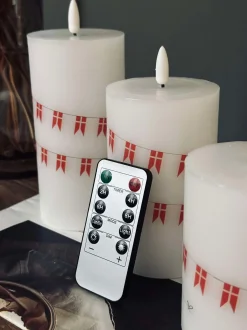VIAMAJA LED bloklys med flag – Sæt med 3 stk og fjernbetjening