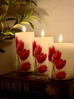 VIAMAJA LED bloklys Tulipaner – Sæt m. 3stk og fjernbetjening Outlet