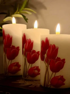 VIAMAJA LED bloklys Tulipaner – Sæt m. 3stk og fjernbetjening Outlet